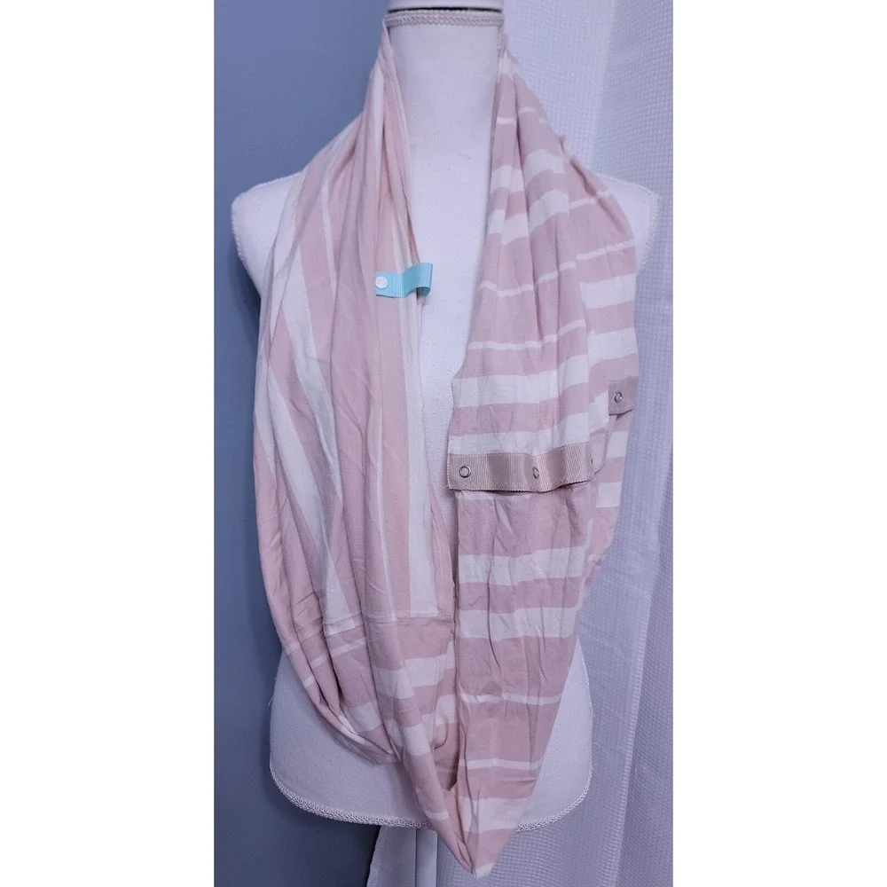 Lululemon Pink Stripe Snap Scarf Wrap Infinity Loop